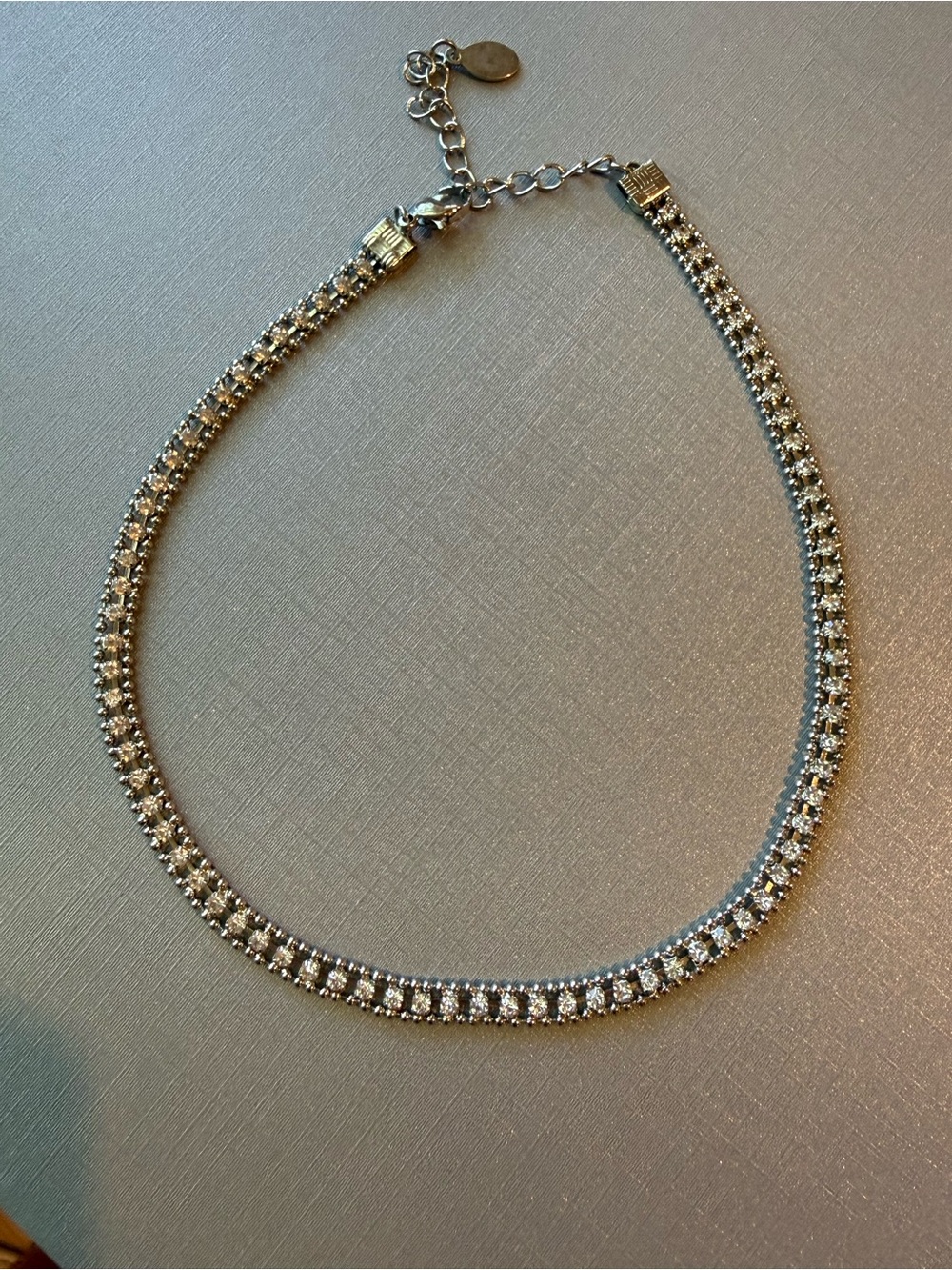LOFT Silver-Tone Crystal Tennis Necklace